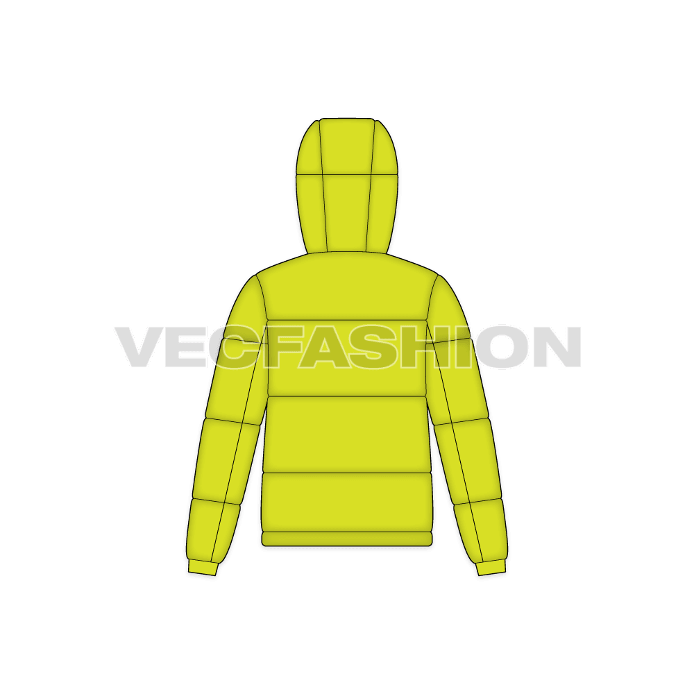 Mens Thick Climbing Jacket flat sketch, back view