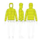 Mens Thick Climbing Jacket flat sketch, croqui sketch