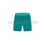 Mens thigh length boxer shorts flat sketch, front view