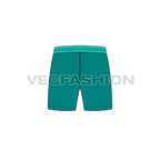 Mens thigh length boxer shorts flat sketch, back view