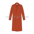 Mens Top Coat Flat Sketch flat sketch, front view