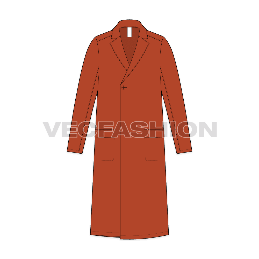 Mens Top Coat Flat Sketch flat sketch, front view
