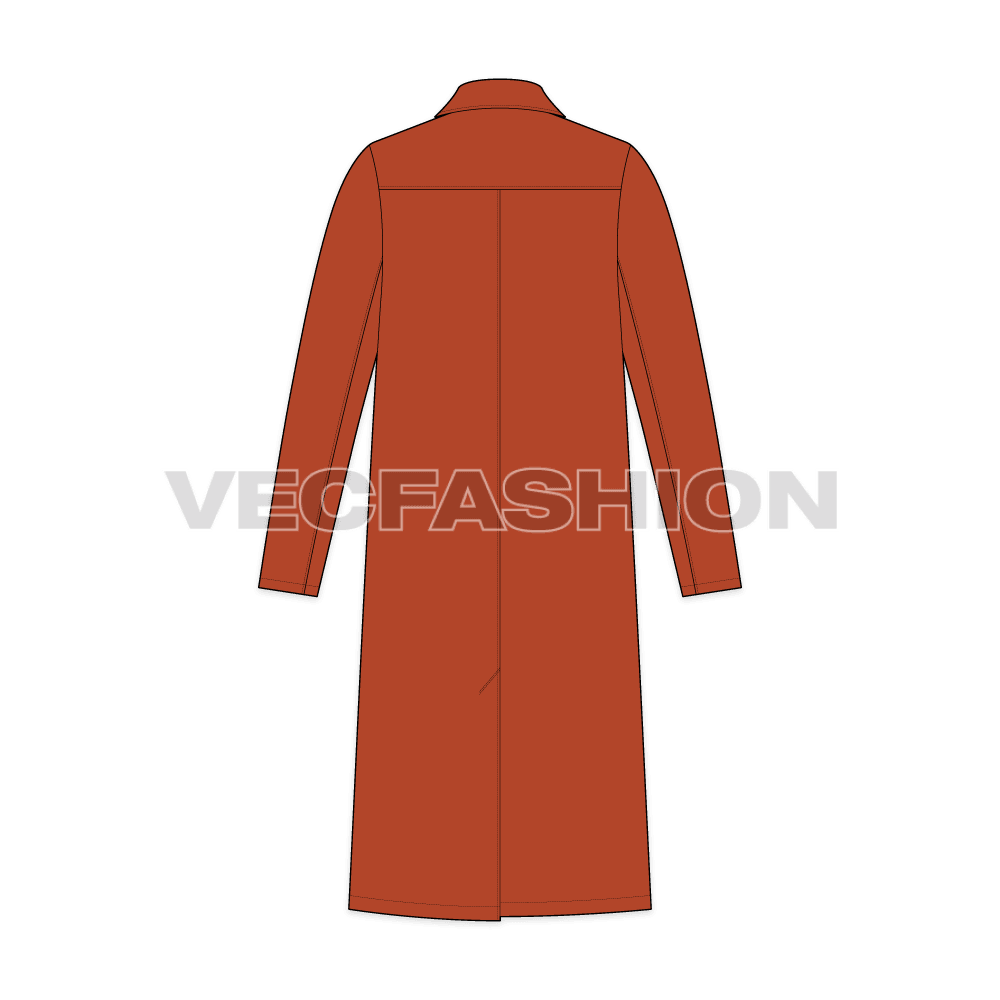 Mens Top Coat Flat Sketch flat sketch, back view