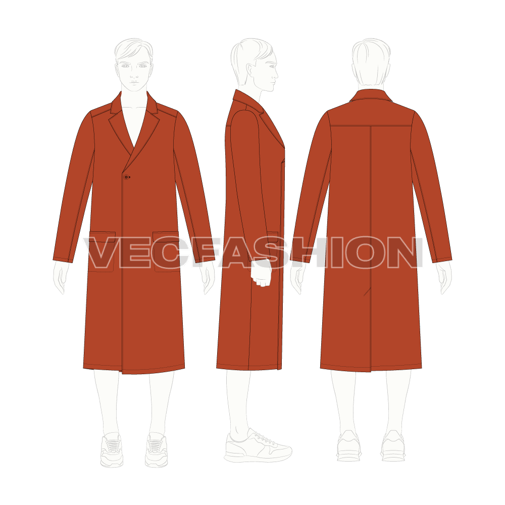 Oversized Single-Breasted Coat flat sketch : HYDNSTUDIOㅣAll about digital  fashion design