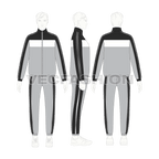 Mens tracksuit with reflective flat sketch, on croqui