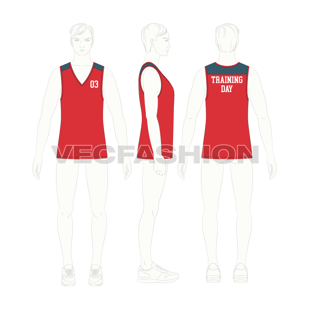 Mens training day tank flat sketch, croqui sketch