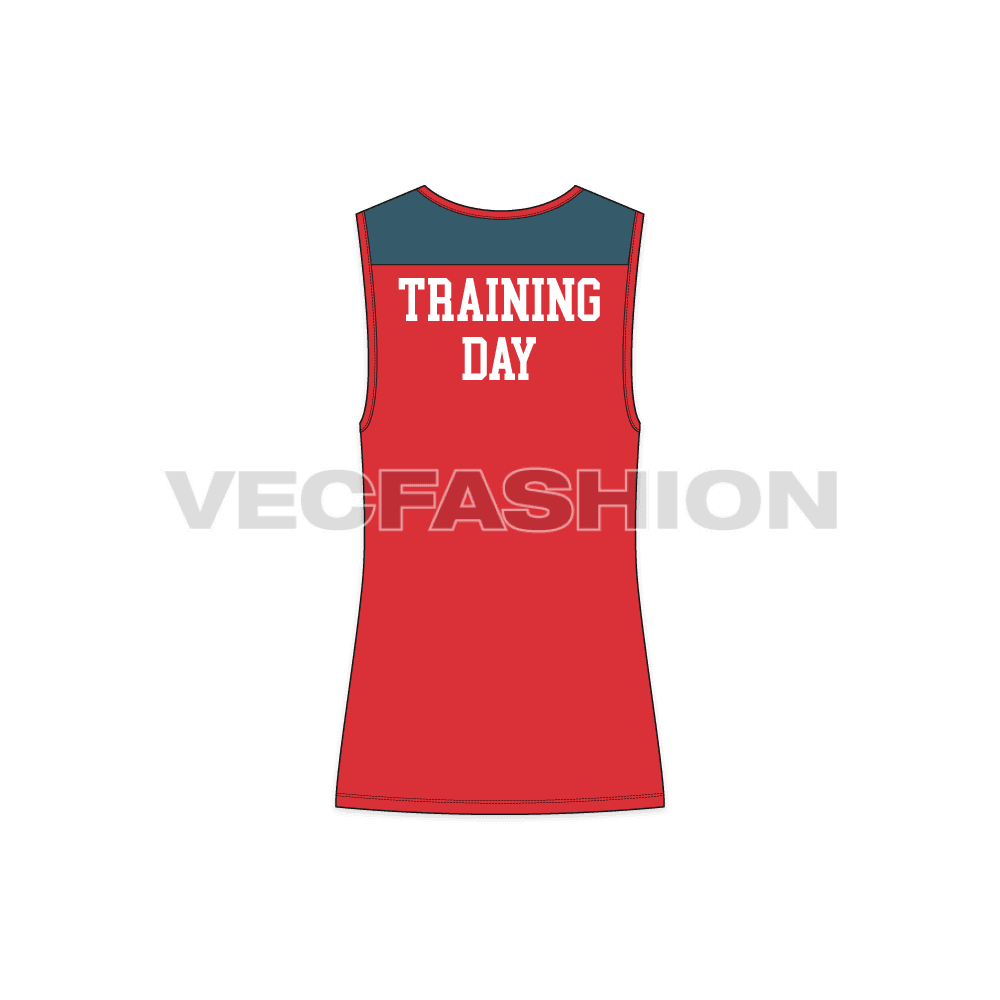 Mens training day tank flat sketch, back view