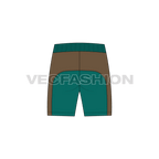 Mens training shorts flat sketch, back view