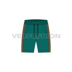Mens training shorts flat sketch, front view
