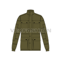 Mens Travel Down Jacket flat sketch, front view