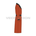 Mens Trench Coat flat sketch, side view