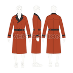 Mens Trench Coat flat sketch, croqui sketch