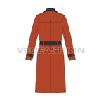 Mens Trench Coat flat sketch, back view