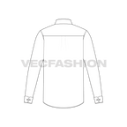 Mens tuxedo shirt flat sketch, back view