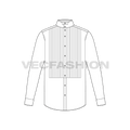 Mens tuxedo shirt flat sketch, front view