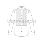 Mens tuxedo shirt flat sketch, front view