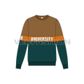 Mens university sweatshirt flat sketch, front view