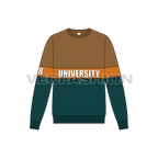 Mens university sweatshirt flat sketch, front view