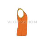 Mens v-neck gym tank flat sketch, side view