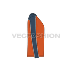 Mens v neck long sleeved shirt flat sketch, side view