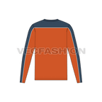 Mens v neck long sleeved shirt flat sketch, back view