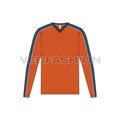 Mens v neck long sleeved shirt flat sketch, front view