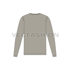 Mens v-neck shirt with binding flat sketch, back view