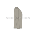 Mens v-neck shirt with binding flat sketch, side view