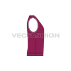 Mens v-neck sweater vest flat sketch, side view