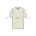 Mens v-neck t-shirt, straight cut flat sketch, front view