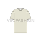 Mens v-neck t-shirt, straight cut flat sketch, front view