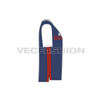 Mens v-neck t-shirt flat sketch, side view