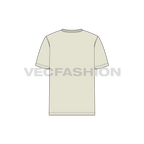 Mens v-neck t-shirt, straight cut flat sketch, back view