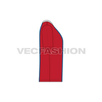 Mens v-neck t-shirt straight fit flat sketch, side view