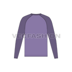 Mens v-neck tee with curved raglan sleeve flat sketch, back view