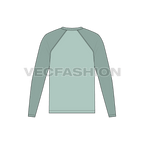 Mens v-neck tee with straight cut raglan sleeve flat sketch, back view