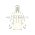 Mens Waterproof Windbreaker flat sketch, front view
