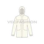 Mens Waterproof Windbreaker flat sketch, front view