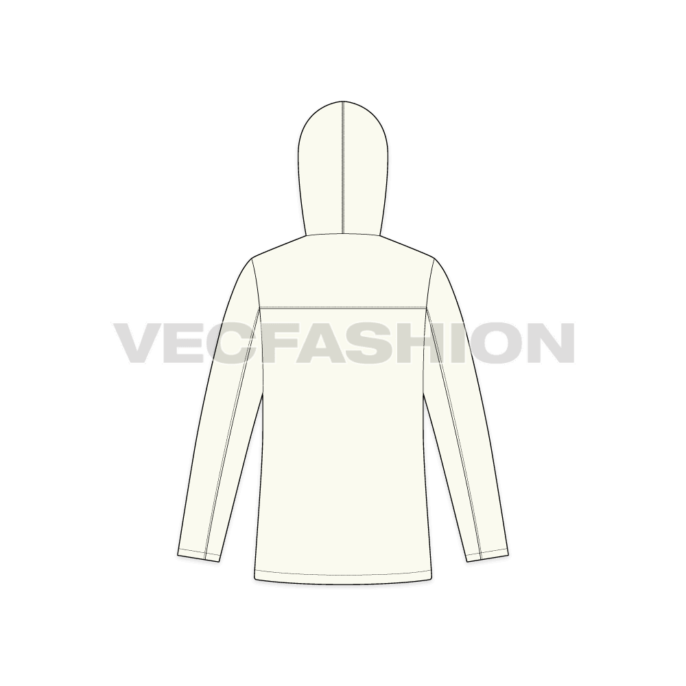 Mens Waterproof Windbreaker flat sketch, back view