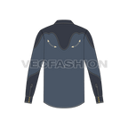 Mens western shirt flat sketch, back view