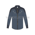 Mens western shirt flat sketch, front view