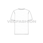 Mens white round neck t-shirt flat sketch, back view