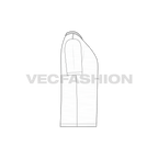 Mens white round neck t-shirt flat sketch, side view