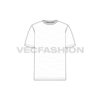 Mens white round neck t-shirt flat sketch, front view