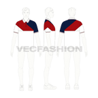 Mens white sport polo shirt flat sketch, croqui sketch