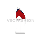 Mens white sport polo shirt flat sketch, side view