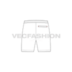 Mens white swim shorts flat sketch, side view