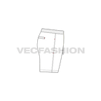 Mens white swim shorts flat sketch, front view