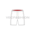 Mens white swim shorts flat sketch, back view