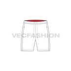 Mens white swim shorts flat sketch, back view